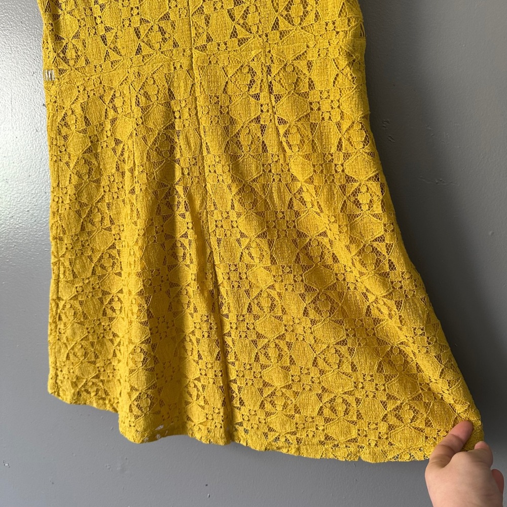 Yellow Lace Ruffle Dress - Picture 11 of 12